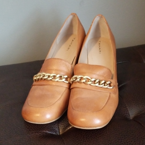 Leather Tahari stacked heel loafers - Picture 1 of 4